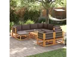 Vidaxl Conjunto De Sofás De Jardim Vidaxl De 10 Peças Com Almofadas De Madeira De Acácia E Corda