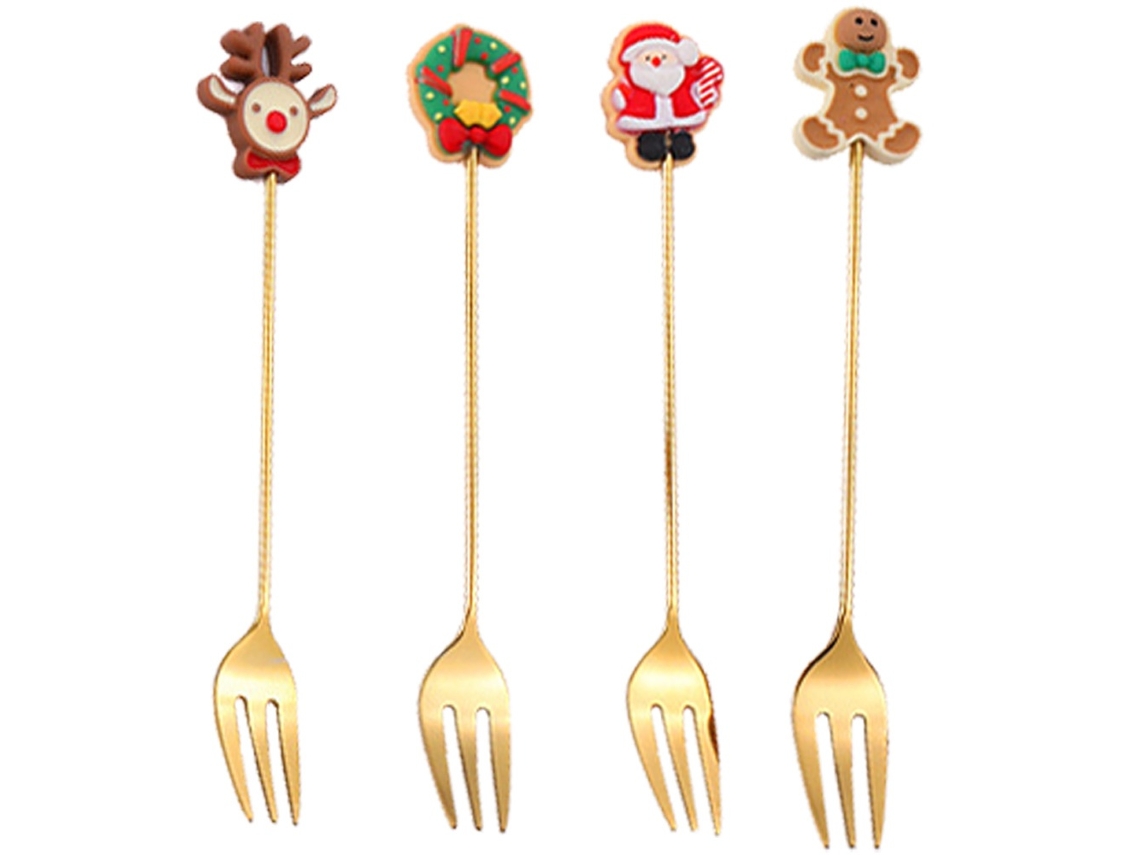 Elysve Pack De Mesa De Natal Presente De Natal Com Garfo De Natal Dourado