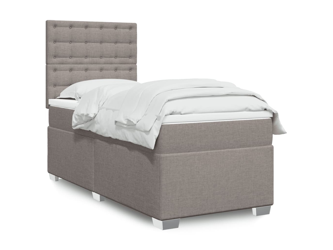 Vidaxl Cama Com Molas/colchão 90x190 Cm Tecido Castanho-acinzentado