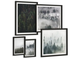 Pinturas Murais Modernas Desenhos De Plantas Em Pastel Moldura Preta Imagens Para Um Quarto Infantil Espelharte (conjunto De 5 Imagens)