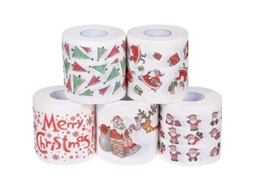 5 rolos de papel higiênico natalino Santa, tecido suave, para decoração de festas de Natal S/MARCA
