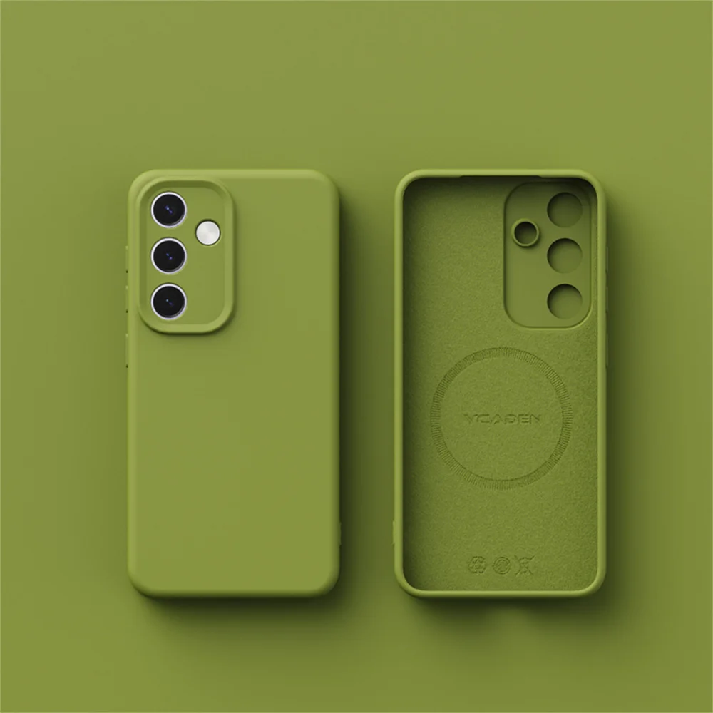 Capa Protetora (verde) Para Samsung A54 Com Fixação Magnética Em Silicone Líquido.