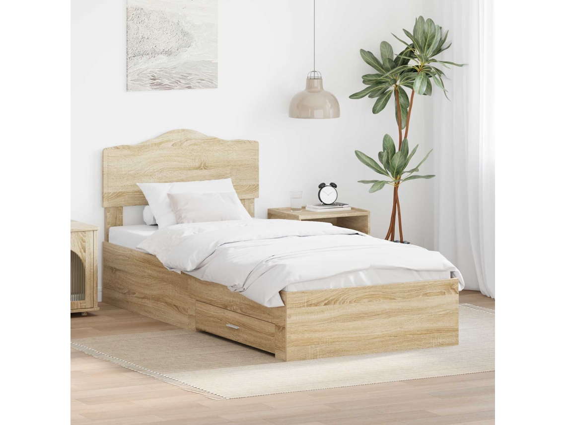 Vidaxl Estrutura Da Cama Com Gaveta Carvalho Sonoma 90 X 200 Cm