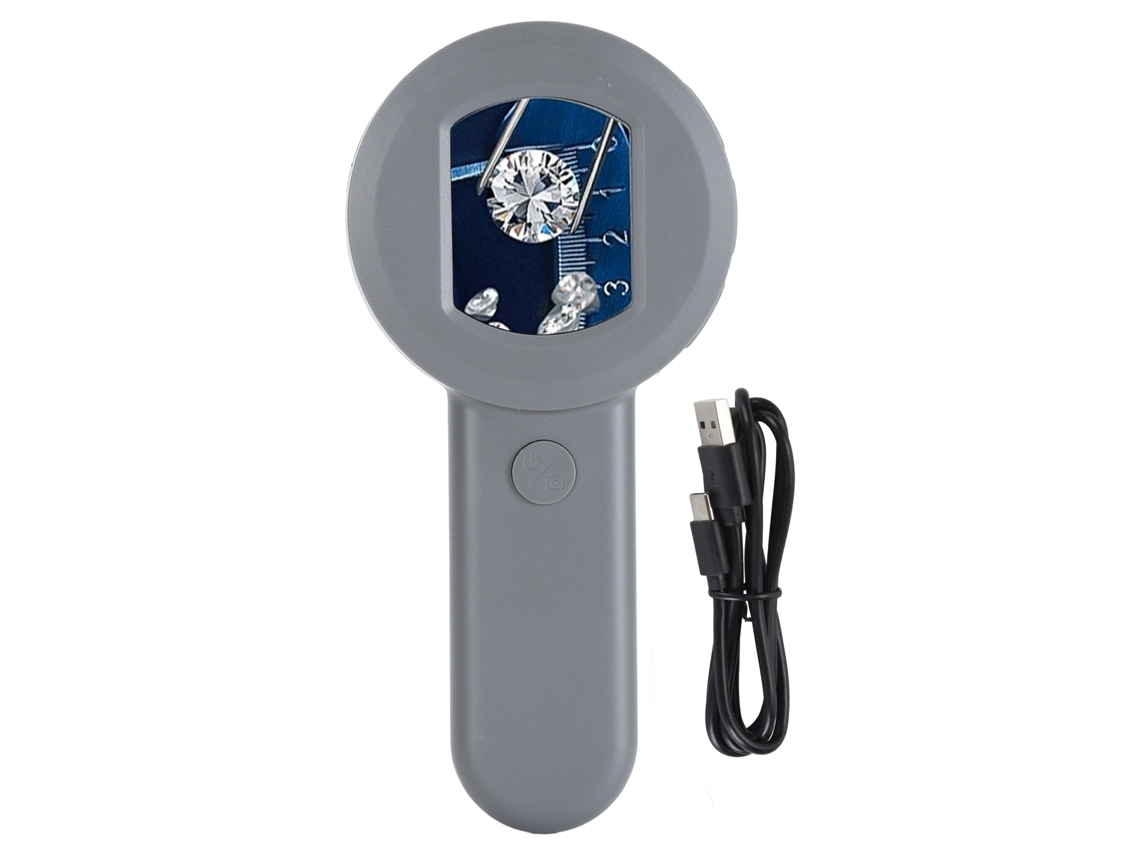 Microscópio Digital Portátil 16mp com Tela 2.0 Polegadas 8led Bateria 500mah Usb para Identificação de Joias