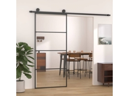 Vidaxl Porta De Correr 90x205 Cm Alumínio E Vidro Esg Preto