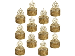 Conjunto De 12 Caixas Doces Douradas Para Casamento, Caixas Decorativas De Plástico Vazado Com Design, Tamanho Pequeno