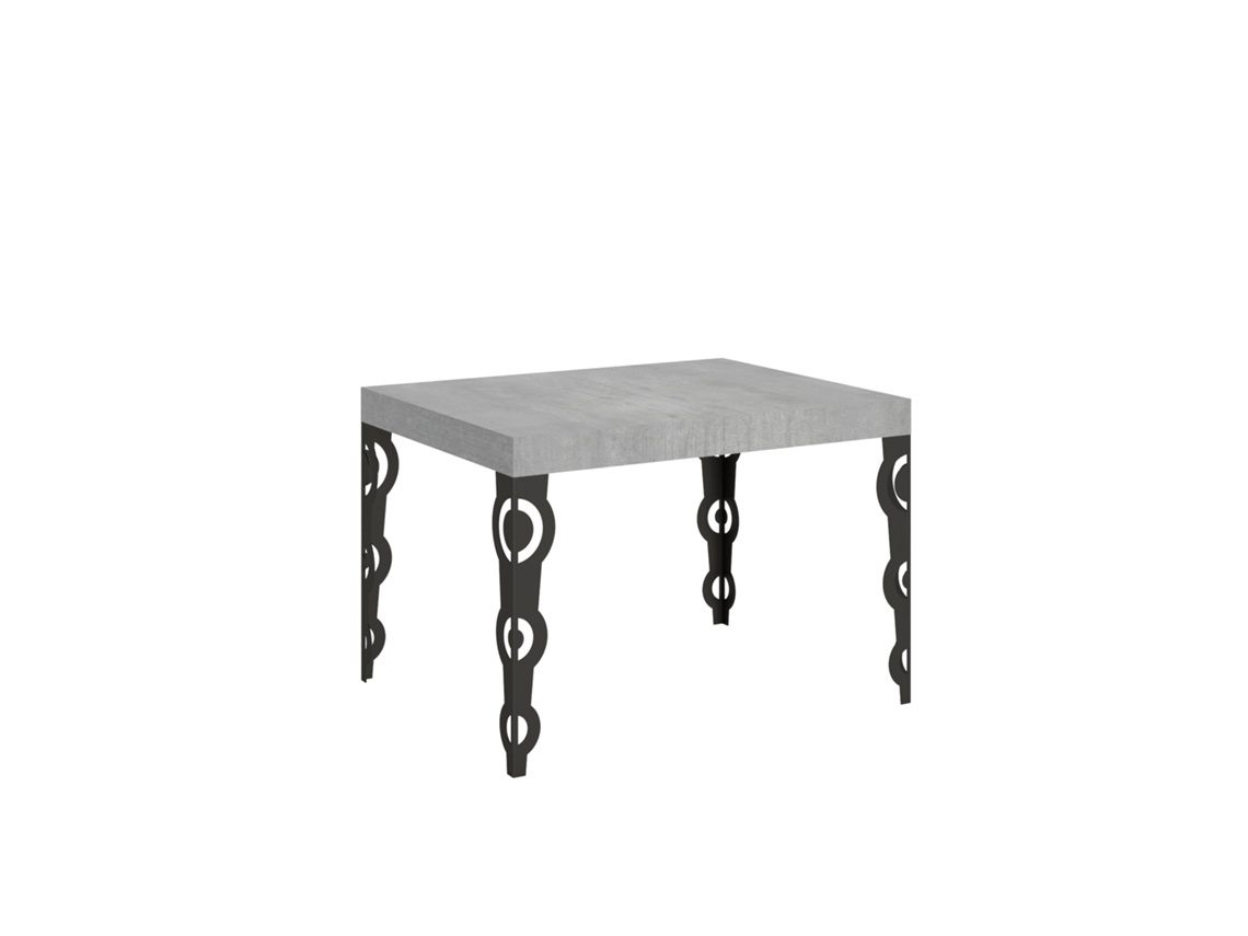 Mesa de Jantar Extensível 80X120/204 Cm Karamay Cimento Quadro Antracite