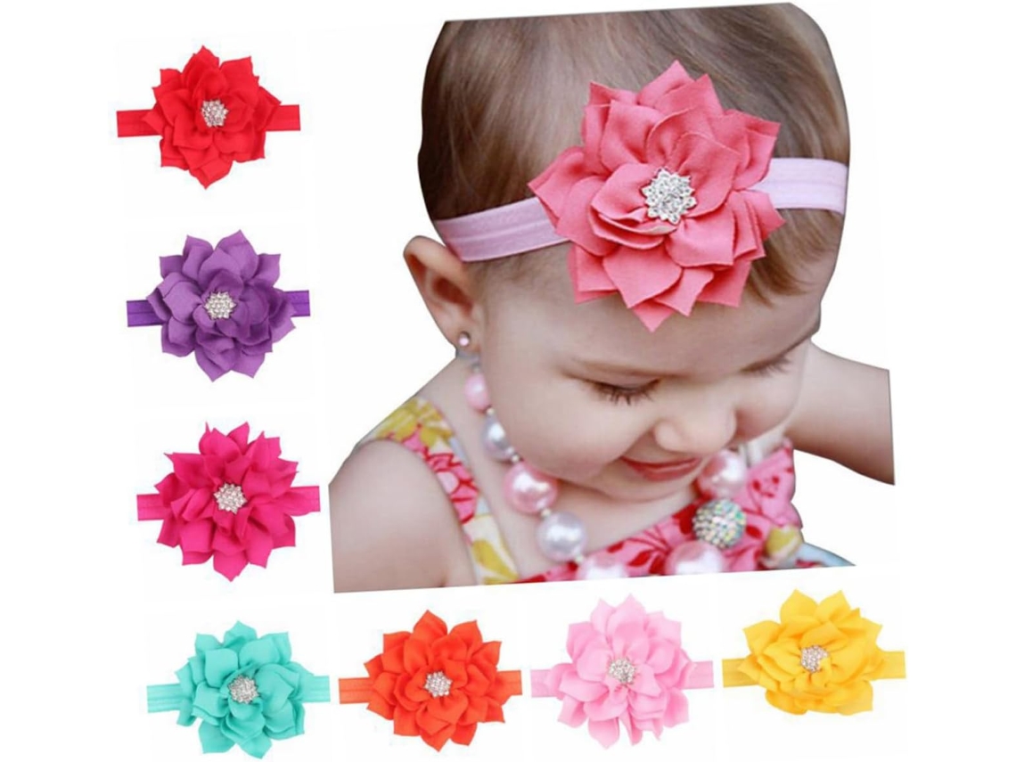 Conjunto De 12 Faixas De Cabelo Para Meninas E Meninos, Acessórios De Cabelo Florais, Design Elegante.