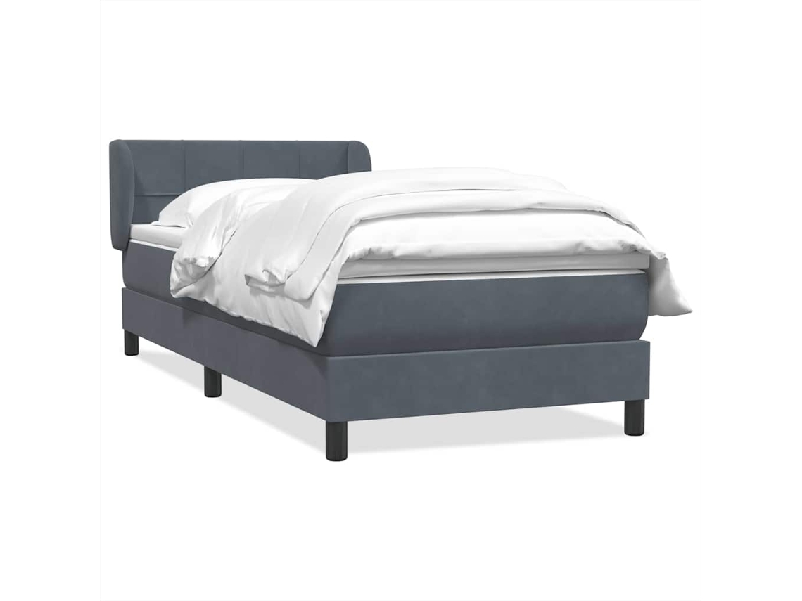 Cama com Molas/colchão Cinza escuro 80x220 Cm Veludo MAISON EXCLUSIVE