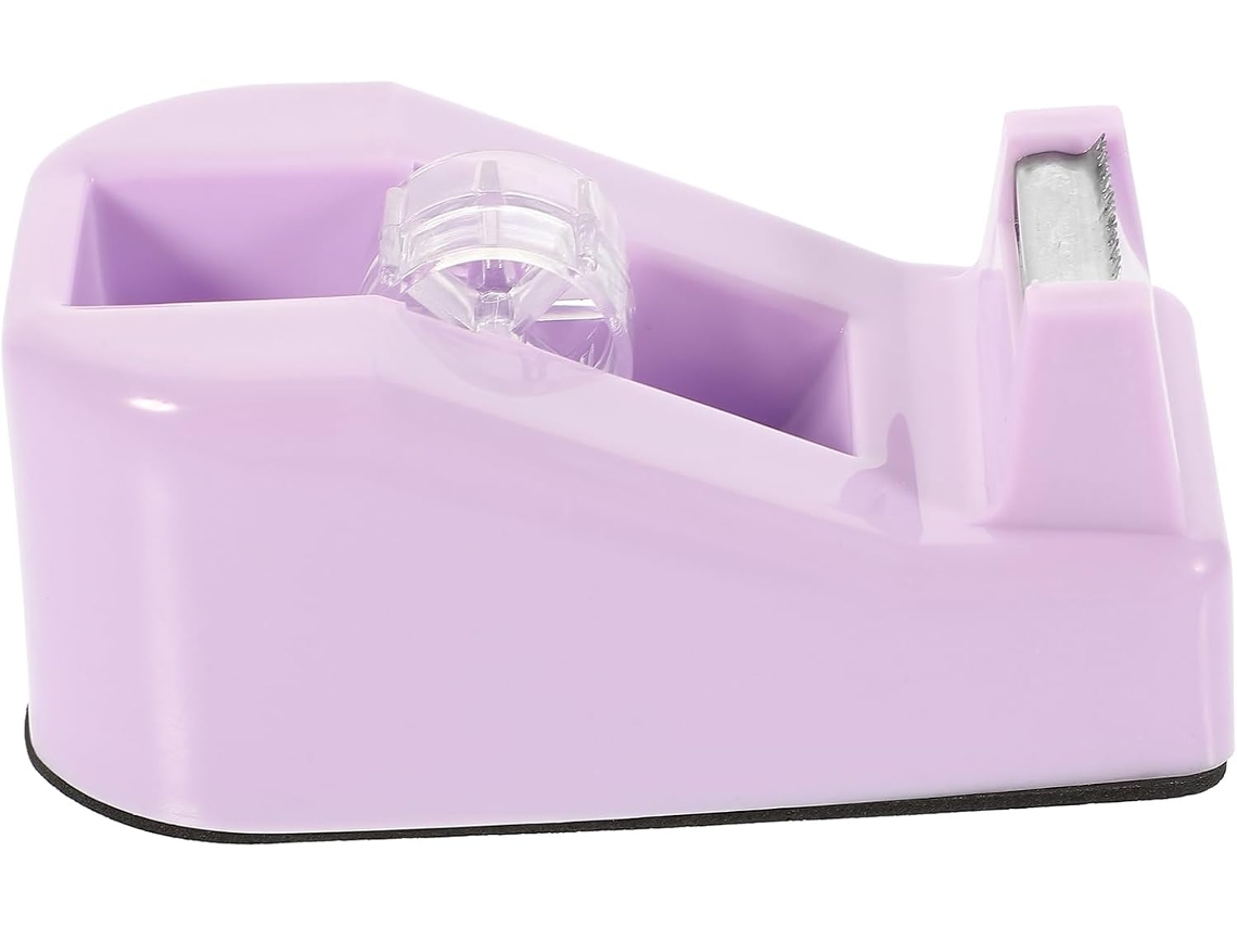 Dispensador de adesivo para mesa pequena, feito de polipropileno e alumínio, cor lavanda.