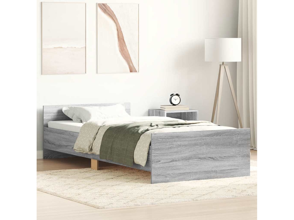 Vidaxl Estrutura Cama 100x200 Cm Derivados De Madeira Cinzento Sonoma