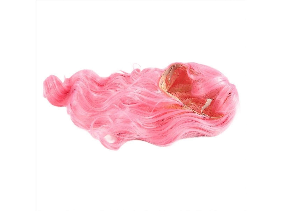 Peruca Rosa com Franja, Longa e Ondulada, Resistente Ao Calor. TAISHENGDA