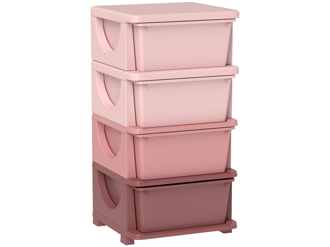 Caixas de Armazenamento para Crianças. 4 Gavetas. Arredondados. Design Elevado. 37x37x76 Cm. Rosa Ge