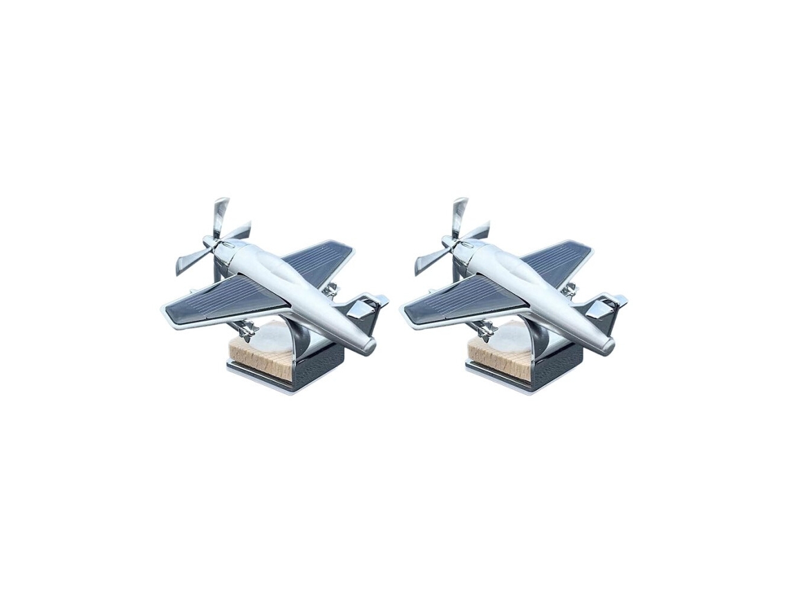 2x Enfeites de Mesa com Formato de Aeronave Rotação Movida a Energia Solar Decoração para Interiores e Automóveis (modelo B) (avião)