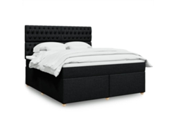Vidaxl Cama Com Molas/colchão 180x200 Cm Tecido Preto