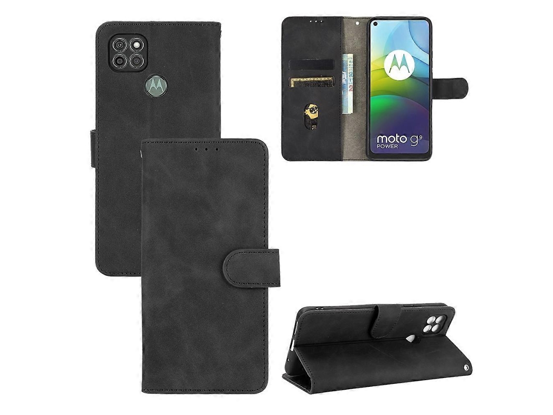 Capa De Couro Pu Texturizado Para Motorola Moto G9 Power, Cor Sólida, Toque Aveludado, Fecho Magnético, Abertura Horizontal, Com Suporte, Compartiment