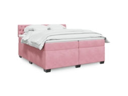 Vidaxl Cama Com Molas/colchão 200x200 Cm Veludo Rosa