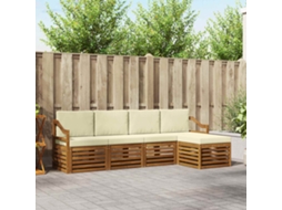 Vidaxl Conjunto De Sofás Para Exterior 5 Pcs Natural E Creme
