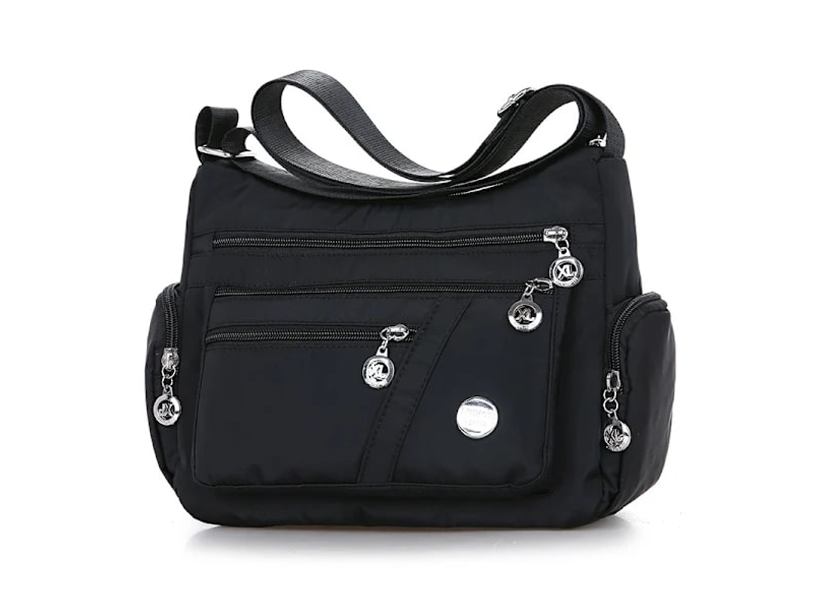 Bolsa Transversal Feminina Multibolsos para Uso Diário , Ombro, Mão, Tote de Grande Capacidade, Impermeável, Th AQUAFORGE (preta)