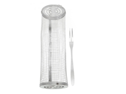 Cesta de Churrasco Giratória de Aço Inox Malha Aberta para Peixe Legumes Batatas Fritas S/MARCA