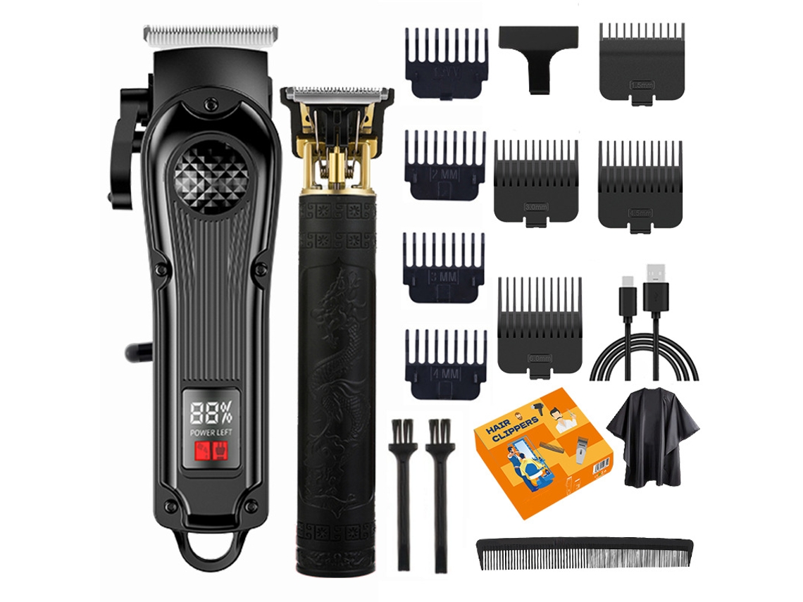 Máquina De Cortar Cabelo Profissional Portátil Sem Fio Com Led 