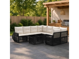 Vidaxl Conjunto De Sofá De Jardim 9 Unid. Preto E Branco Creme Vime Pe