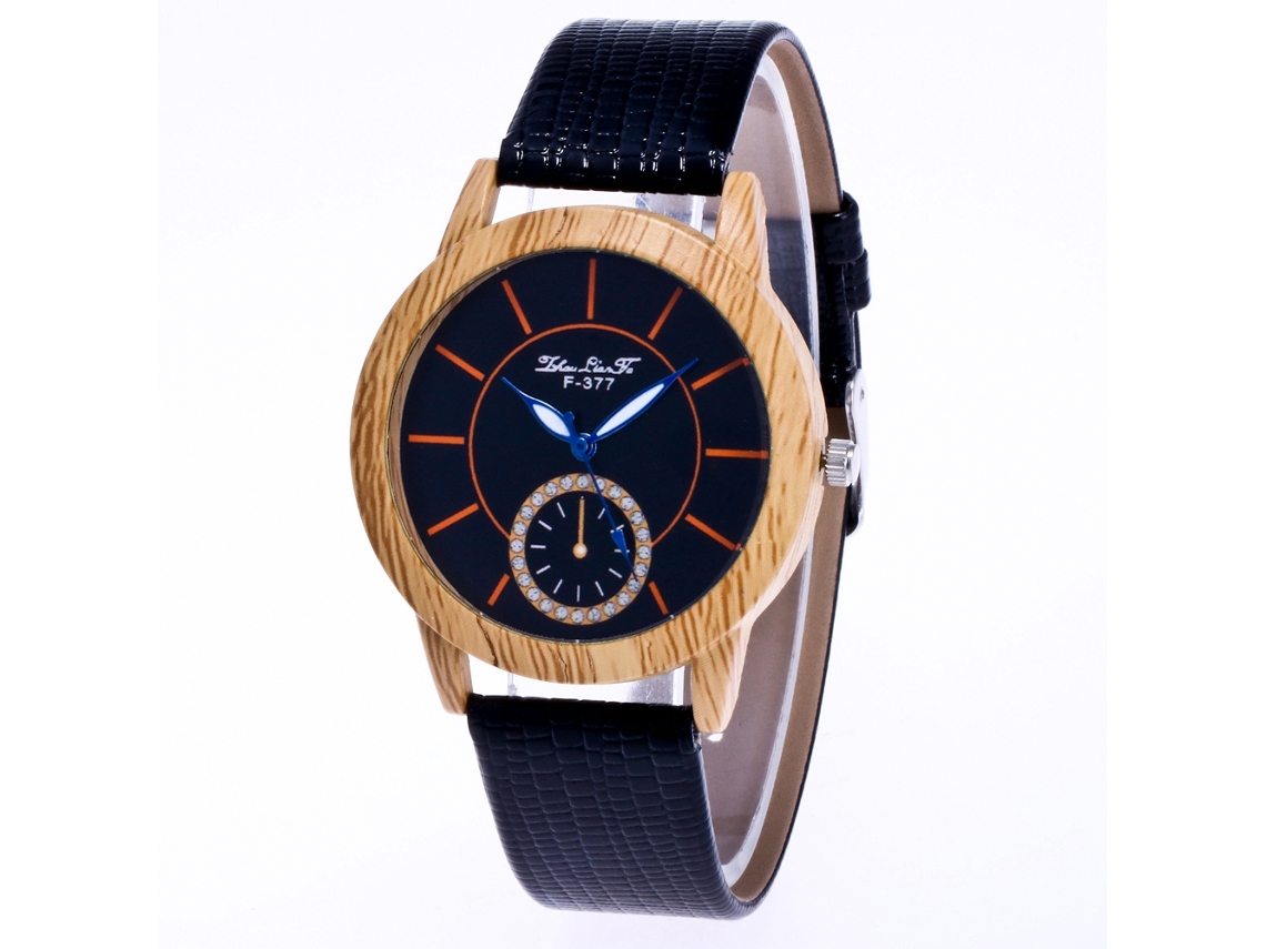 Relógio Feminino Quartz Analógico de Pulso Casual Clássico Simples Pulseira Pu Preto