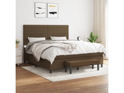 Vidaxl Cama Com Molas/colchão 160x200 Cm Tecido Castanho-escuro
