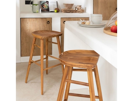 Taburete De Bar Em Madeira Ana 69cm Natural Marrom J Line