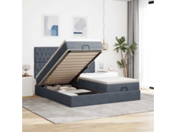 Moldura De Cama Otomana Vidaxl Com Colchão Cinza Escuro Veludo