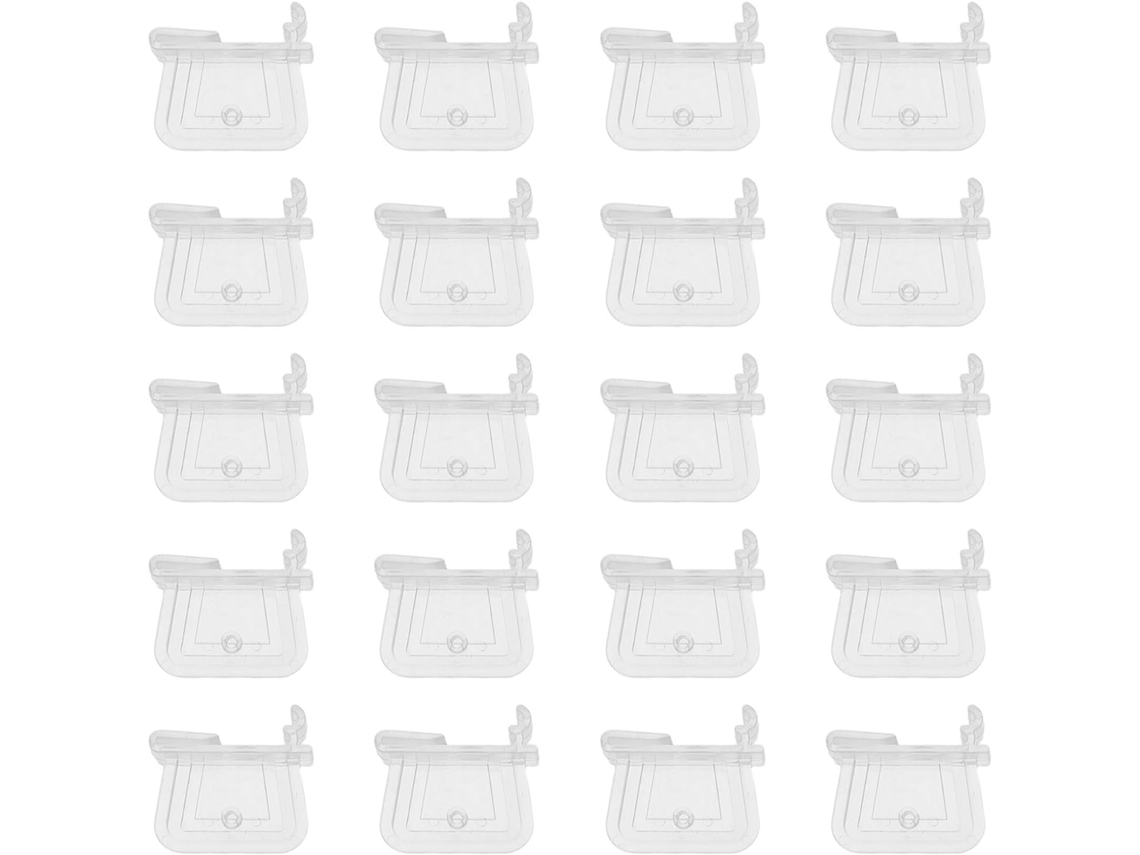 Conjunto de 100 Amosfun Presilhas Fixação em Plástico Sólido para Prateleiras e Armários Lojas, Melhora a Co