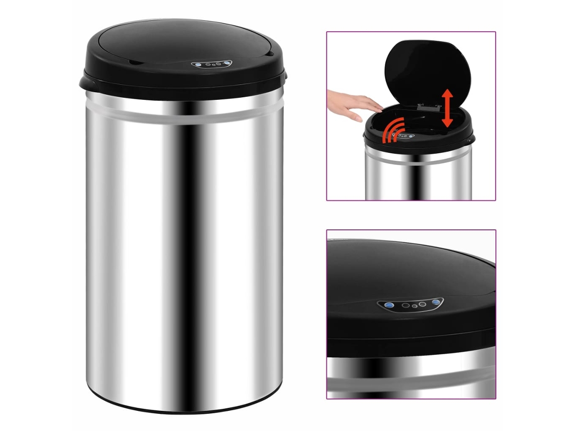 Vidaxl Caixote Do Lixo Com Sensor Automático 40 L Aço Inoxidável