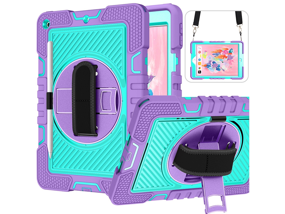 Capa Para Tablet Com Alça De Ombro E Suporte Giratório (roxo + Turquesa) - Redmi Pad Se 8,7 Polegadas