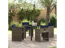 Vidaxl Conjunto De Jantar Para Jardim 5 Unid. Cinzeto Vime Pe