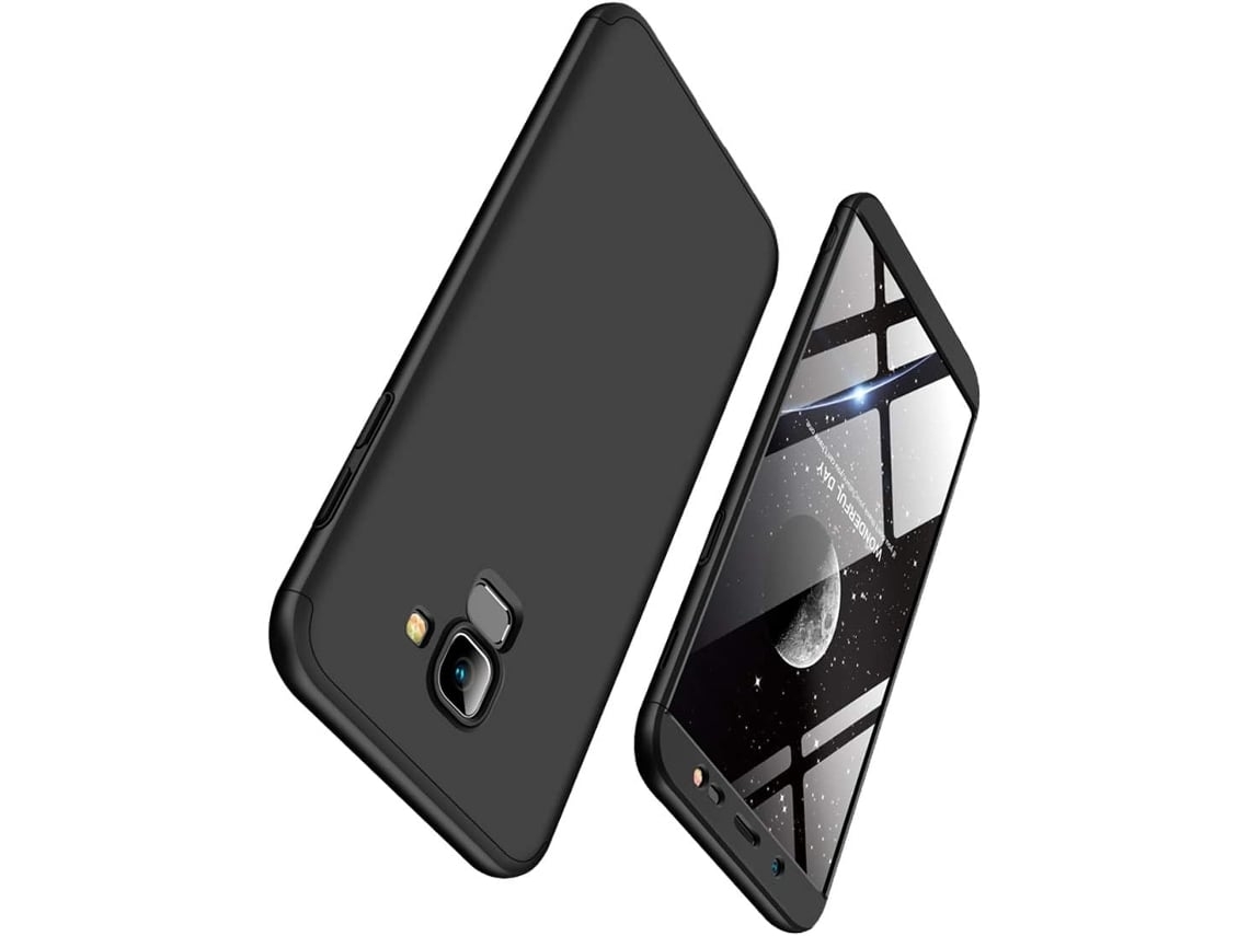 Capa Graus Fina Antichoque Completo para Samsung Galaxy J6 Hongwe. Vidro Temperado Preto1