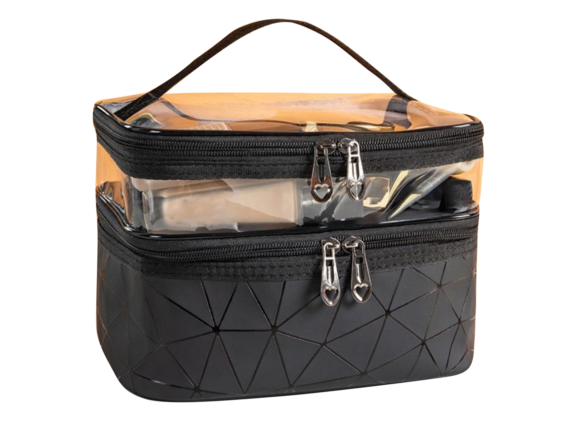 Bolsa De Maquiagem Portátil À Prova D'água De 2 Camadas Para Produtos De Cuidados Com A Pele