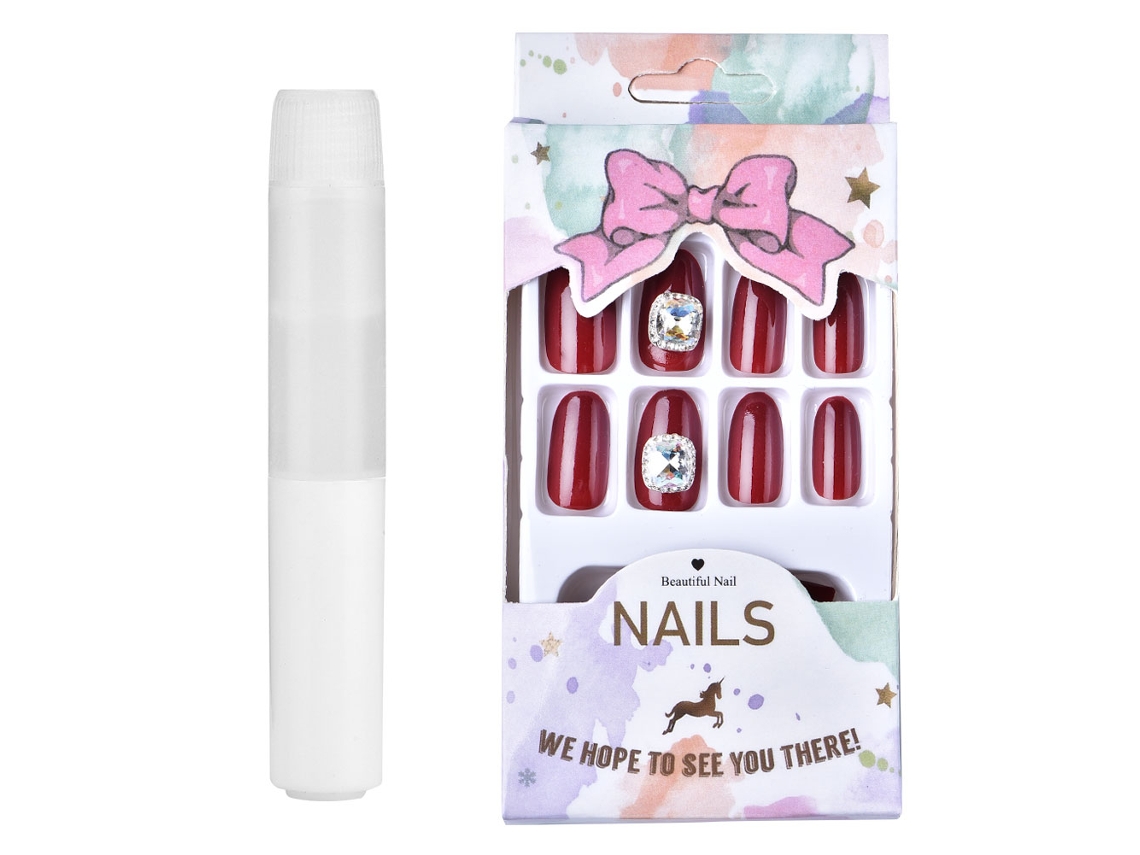 24 unhas postiças de cobertura total para decoração de manicure, pontas de unhas 7