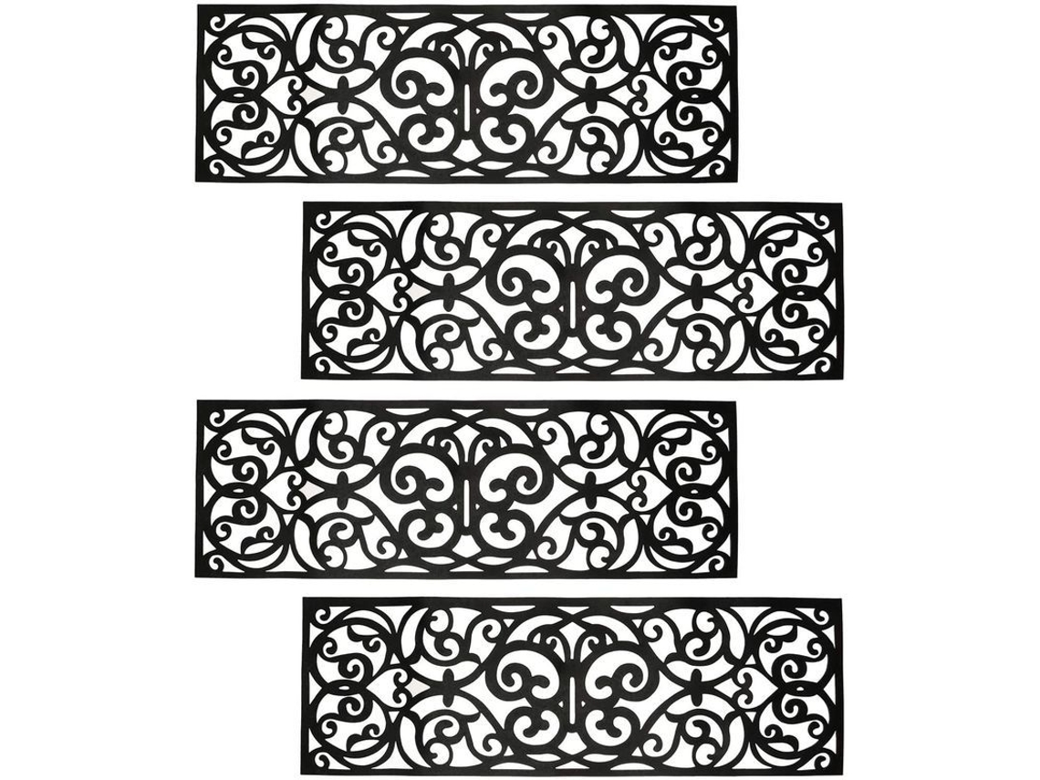 4 Pacotes De Tapetes De Escada De Borracha Antiderrapante, Tapetes Para Escadas Interiores E Exteriores 29''x9.5''