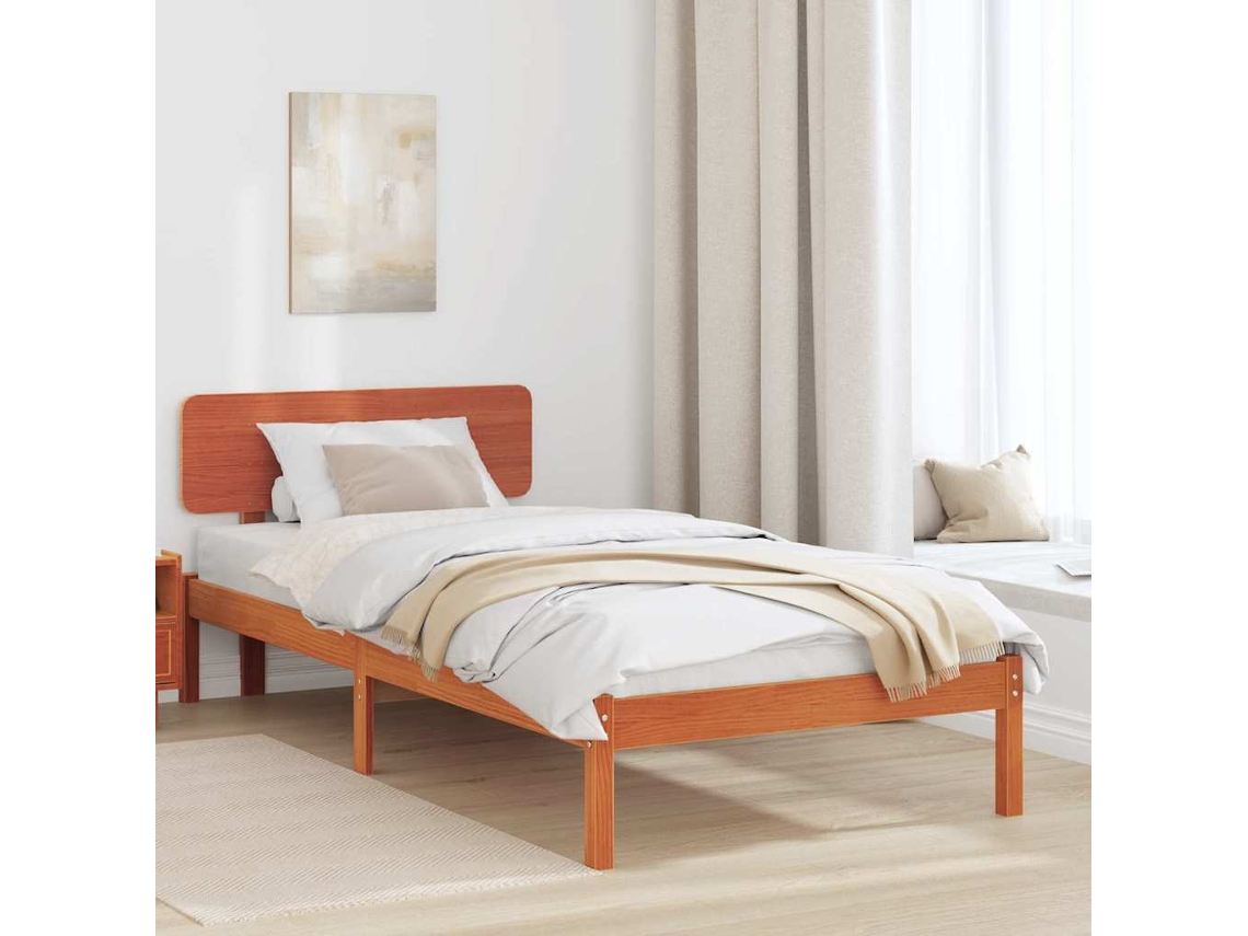 Vidaxl Estrutura Da Cama Com Cabeceira Marrom Cera 80 X 200 Cm