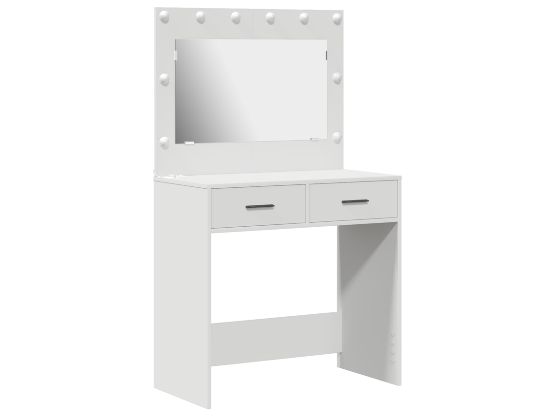 Mesa De Toucador Com Luzes Led - Branca Vidaxl White Mdf (78.5x41x135 Cm)