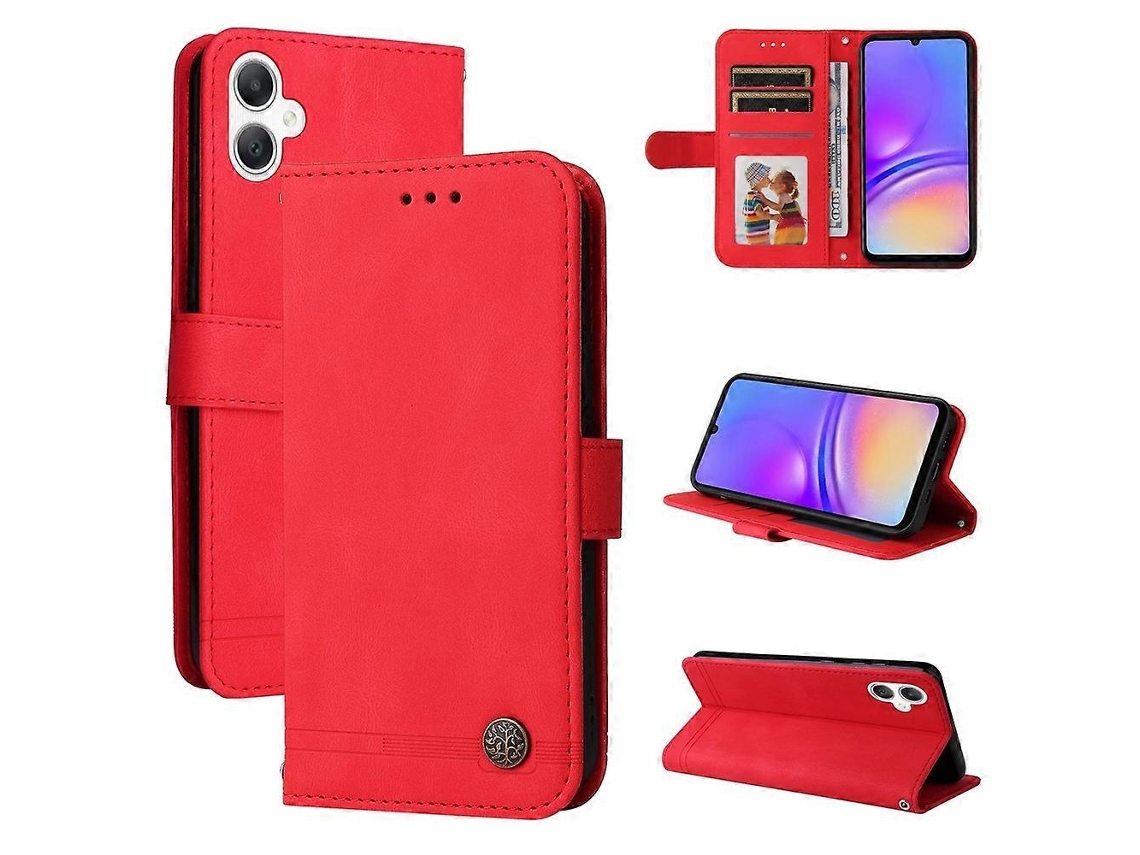Capa De Celular Em Couro Com Estampa De Árvore Da Vida E Botões De Metal, Com Toque Suave, Para Samsung Galaxy A25 5g (versão Japonesa) / A25e.