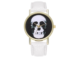 Reloj De Cuero Pu Para Mujer Y Hombre Dial Redondo Reloj Casual De Cuarzo Blanco