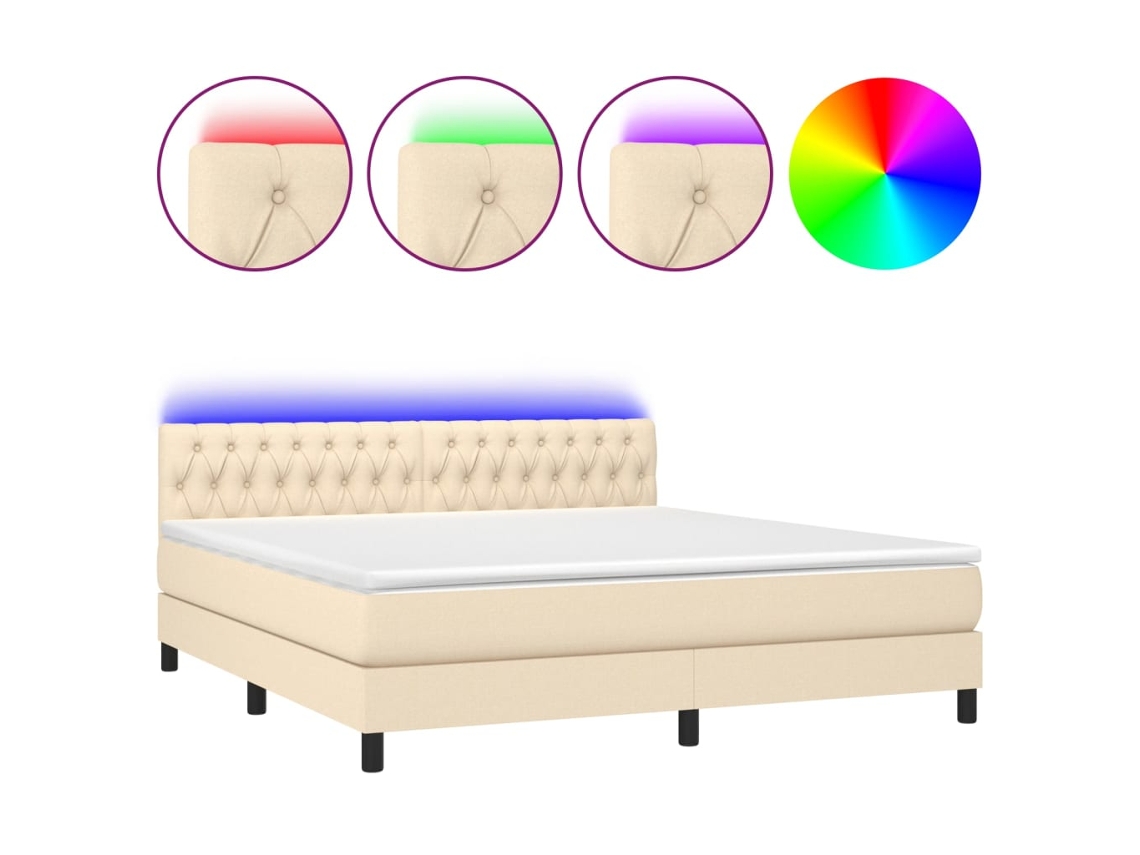 Box Spring Bed, Box Spring Beds Vidaxl Creme Tecido (180 X 200 Cm)