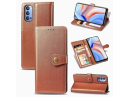 Capa De Celular Retrô Em Couro Liso Com Fivela, Cordão, Porta-retratos, Compartimento Para Cartões, Função Carteira E Suporte Para Oppo Reno4 4g.