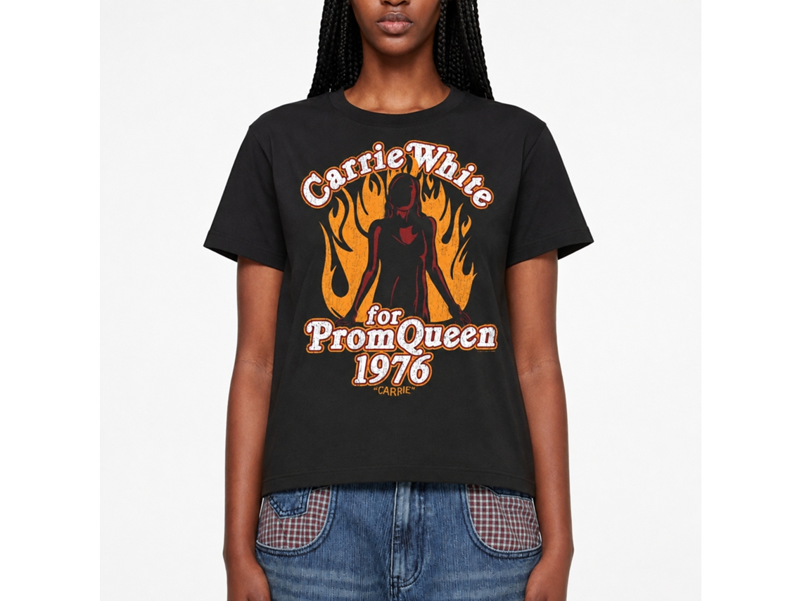 Rockinstone Carrie Prom Queen 1976 Black Adult T-shirt Size:s