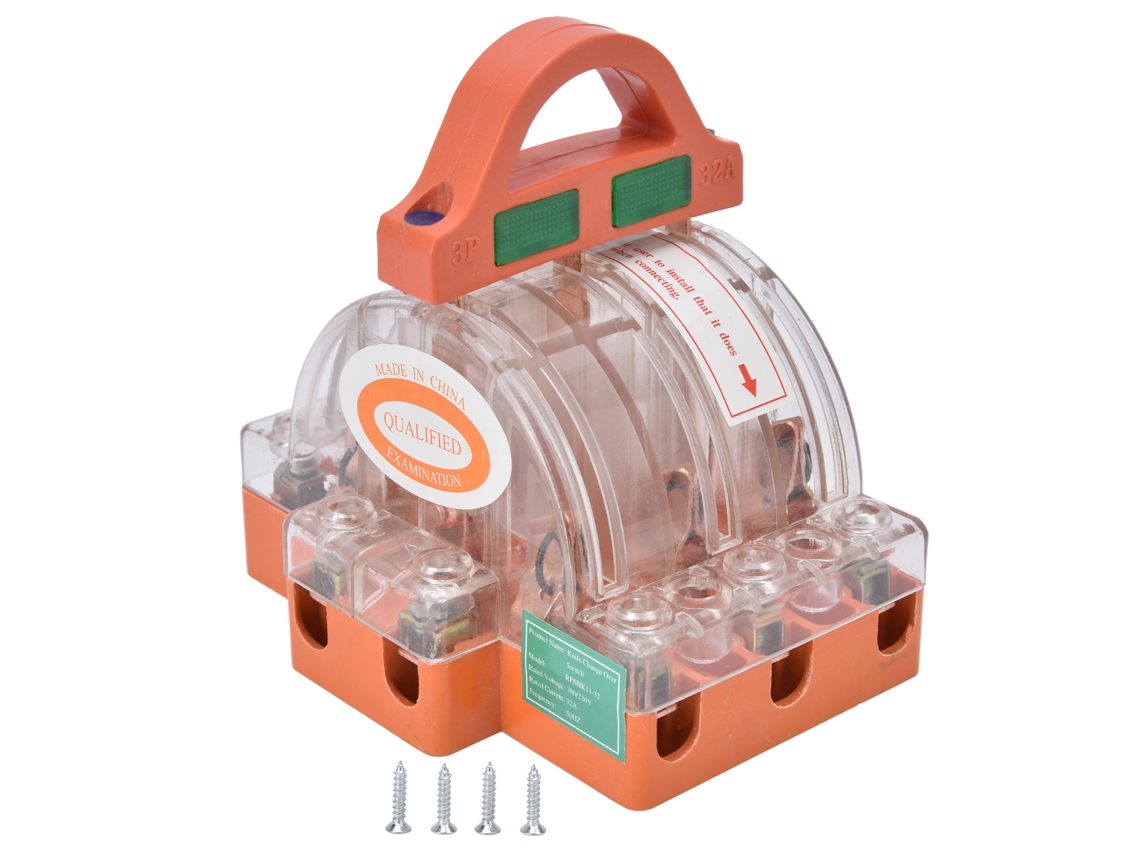 Interruptor De Lâmina De 3 Polos 380v 32a Com Indicador Led, Cobre, Câmara Transparente, Desvio Duplo Para Eletrodomésticos