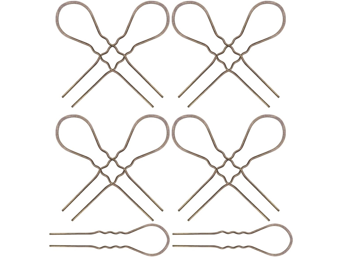 Conjunto De 10 Grampos De Cabelo Femininos Em Formato De U, Em Metal Marrom, Acessório.