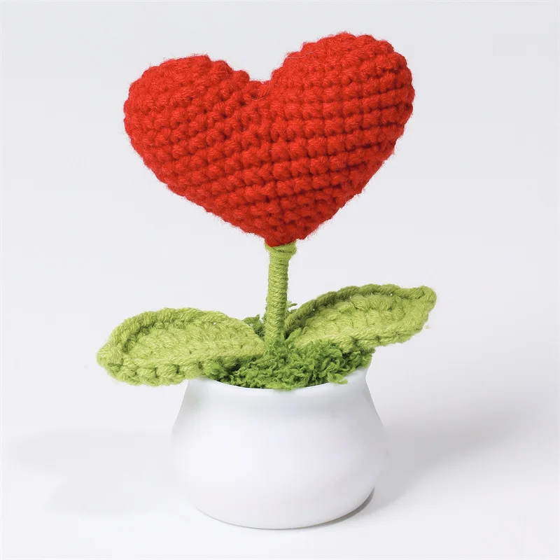 Vasos De Flores Criativos Tricotados, Mini Flores Artificiais, Plantas De Crochê Feitas À Mão