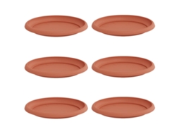 Conjunto 6 Bandeja Para Flores Vidaxl Vermelho Plástico (ø 23,5 X 2,5 Cm)