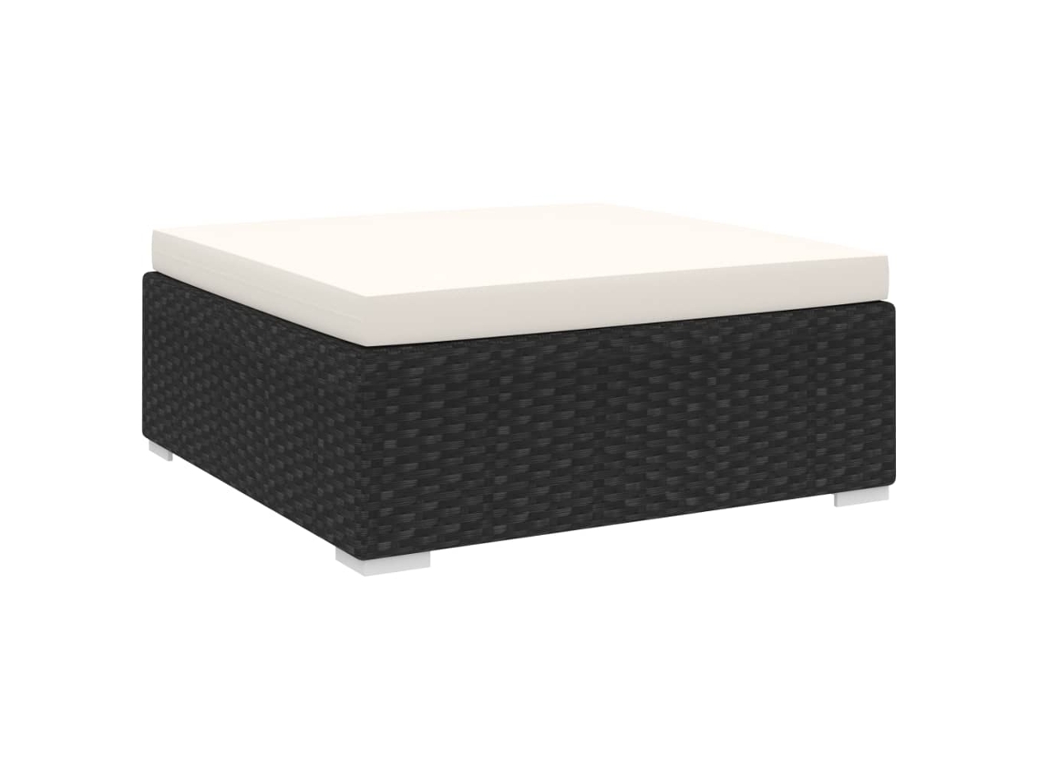 Vidaxl Apoio De Pés Seccional C/ Almofadão 1 Pc Vime Pe Preto